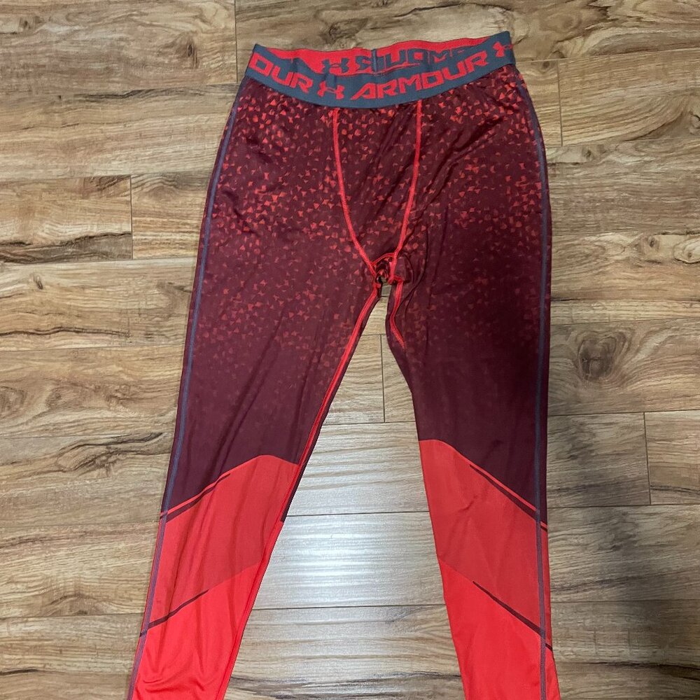 Under Armour UA Heatgear Compression Leggings Tights Red Maroon - Size 2XL